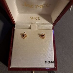14kgold ruby stud earrings